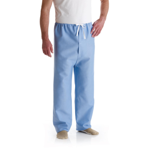 Pajama Pants with White Drawstring, Solid Blue - Large (Pack of 12)