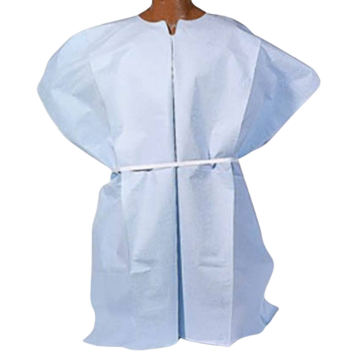 TIDI Poncho-Style Exam Gowns - Blue, 3XL, 40" x 40" (Case of 25)