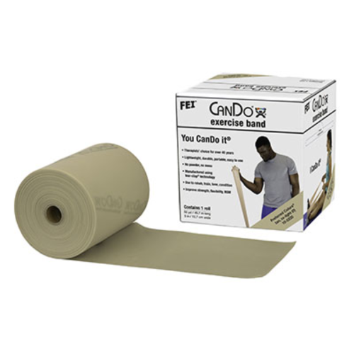 CanDo Low Powder Exercise Band, 50 Yard Roll - Tan (XX-Light)
