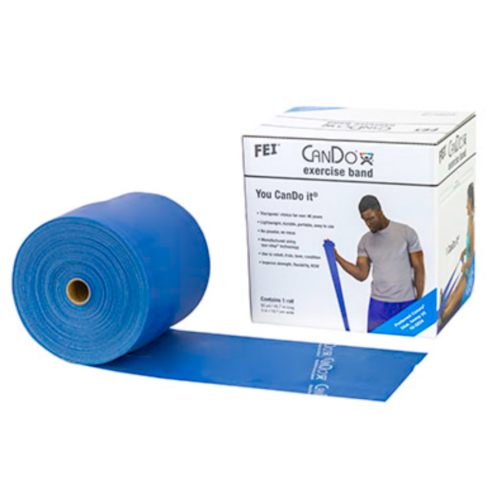 CanDo Low Powder Exercise Band, 50 Yard Roll - Blue (Heavy)