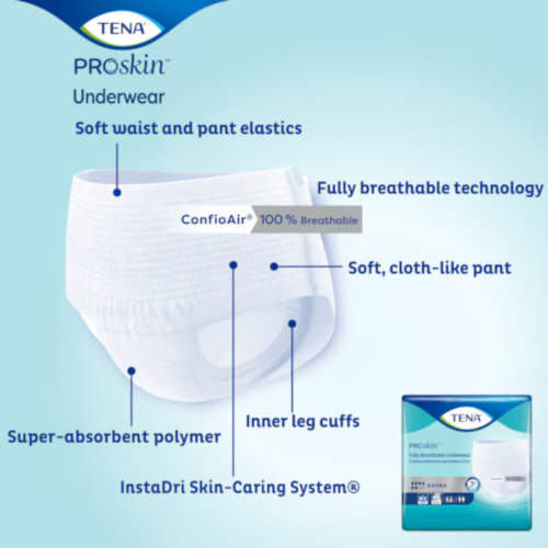 TENA ProSkin™ Extra Fully Breathable Underwear - 2XL (Case of 48) = 850-72518