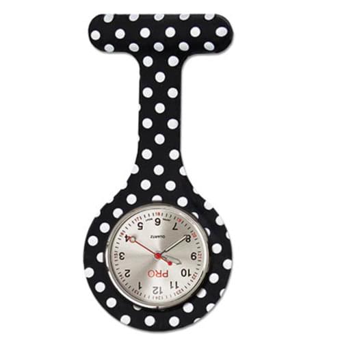 Silicone Lapel Watch - Black Polka Dot