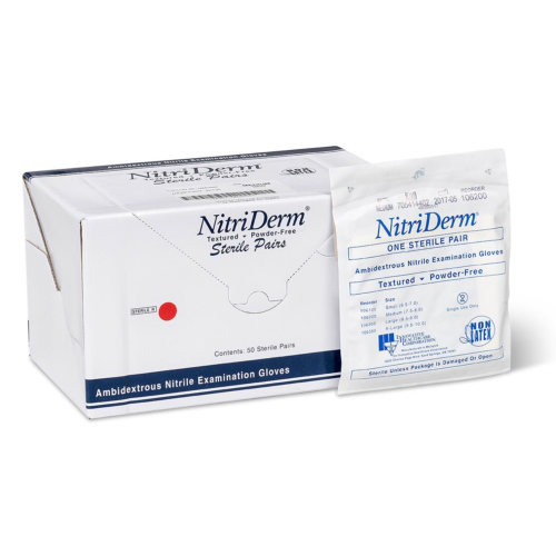 Nitriderm Powder Free Nitrile Sterile Gloves - Medium (Box of 50)