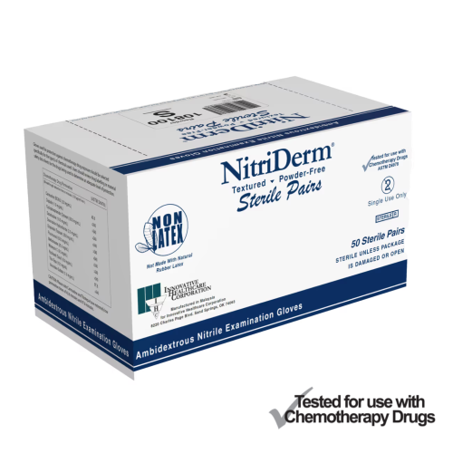 Nitriderm Powder Free Nitrile Sterile Gloves, Chemo Tested - Small (Box of 50)