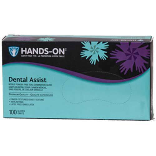 Hands-On Dental Assist Nitrile Powder Free Teal Exam Gloves Large