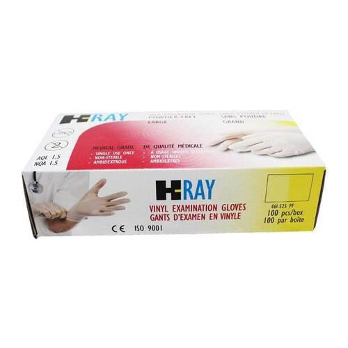 H-Ray Vinyl Powder Free Exam Gloves Large