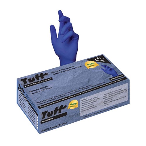 Tuff Nitrile Powder Free Blue Exam Gloves Medium