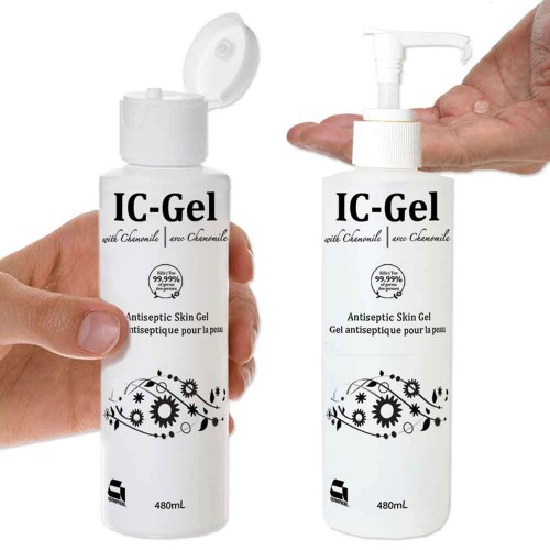 IC-Gel Antiseptic Skin Gel 480 mL Pump Bottle 70% Alcohol Made in Canada