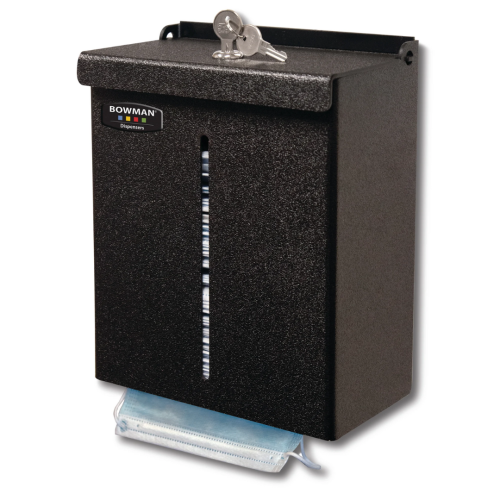 Bowman Locking Bulk Face Mask Holder - Short, Black ABS