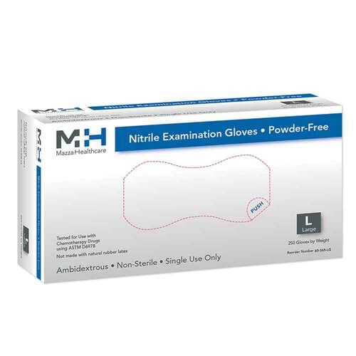 Medical Nitrile Powder Free Exam Gloves Large - Slim Fit Space Saver Box Design