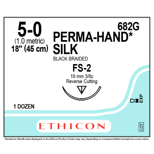 Ethicon PERMA-HAND® Silk Suture, 5-0, 18", FS-2 Needle - Box of 12