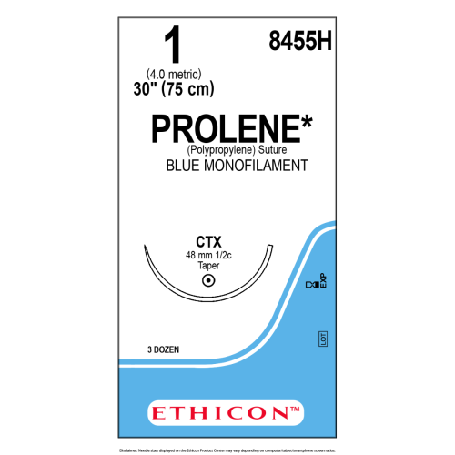 Ethicon PROLENE® Polypropylene Suture, Size 1, 30", CTX Needle - Box of 36