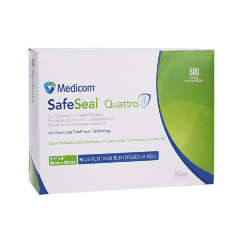 Medicom® Safe-Seal® Quattro Self-Sealing Sterilization Pouches - 3.5" x 9" (Box of 500)