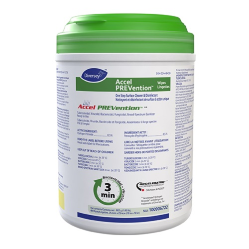 Accel® PREVention™ Disinfectant Wipes - 10" x 10" (60 Wipes per Canister)