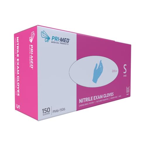 PRIMED Nitrile Powder Free Blue Exam Gloves Small