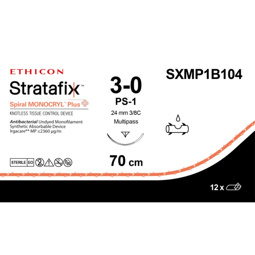 STRATAFIX™ Spiral MONOCRYL Plus Suture, 3-0, 27", PS-1 Needle - Box of 12