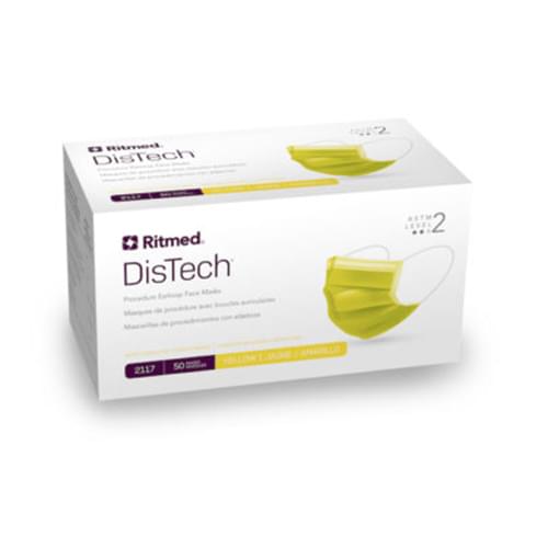 Ritmed® DisTech® Level 2 Procedural Earloop Mask 3-Ply With Filter Yellow 50/Box