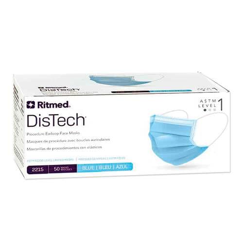 Ritmed® DisTech® Level 1 Earloop Mask 3-Ply With Filter Blue 50/Box