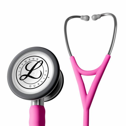 3M™ Littmann® Cardiology IV™ Stethoscope, 6159C, Stainless Steel Chestpiece, Rose Pink Satin-Finish Tube - 27"