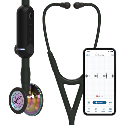 3M™ Littmann® CORE Digital Stethoscope, High Polish Rainbow Chestpiece - Black (27") | Model 8570