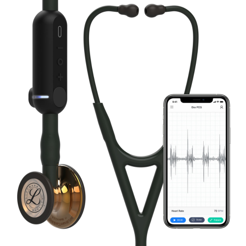 3M™ Littmann® CORE Digital Stethoscope, High Polish Copper Chestpiece - Black (27") | Model 8870