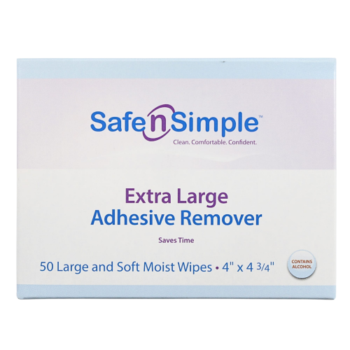 Safe n Simple Adhesive Remover Wipes with Alcohol - 4" x 4.75" (Box of 50) = 326-00644