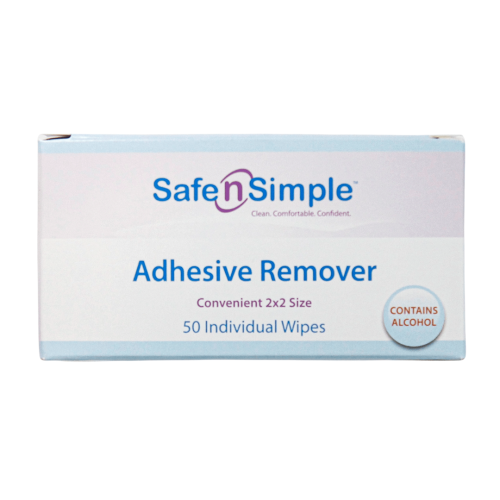 Safe n Simple Adhesive Remover Wipes with Alcohol - 2" x 2" (Box of 50)