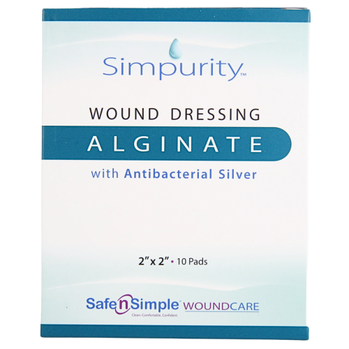 Simpurity Silver Alginate Dressing Pads - 2" x 2" (Box of 10)