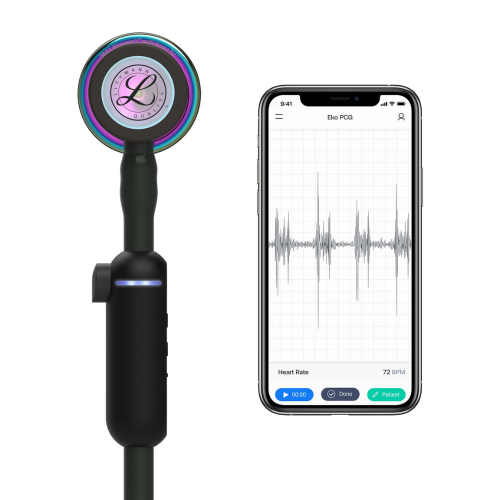 3M™ Littmann® CORE Digital Stethoscope, High Polish Rainbow Chestpiece - Black (27") | Model 8570 = 350-8570