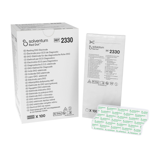 Solventum™ Red Dot™ Resting EKG Electrodes (formerly 3M™ Red Dot™) - Pack of 100 = 300-2330
