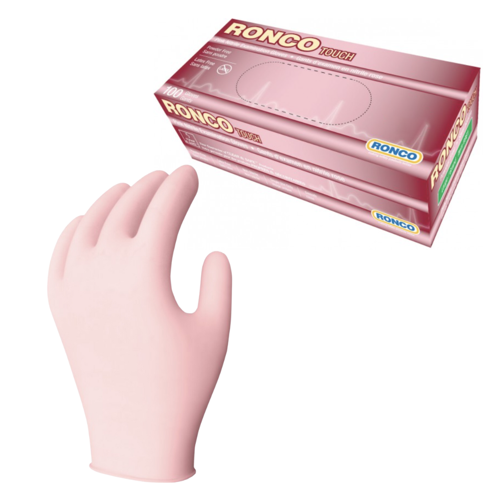 RONCO Touch Nitrile Exam Glove Pink 100/Box Medical Gloves