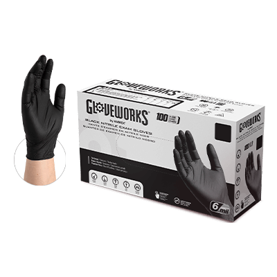 Gloveworks® Exam Black Nitrile Gloves (Case of 1000), Small