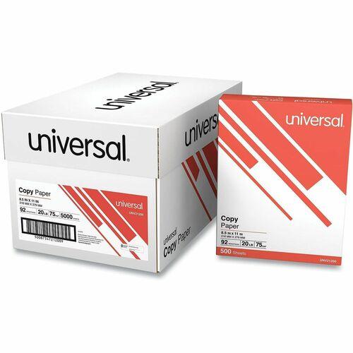 Universal Copy Paper - 92 Brightness - Letter - 8 1/2" x 11" - 20 lb Basis Weight - 75 g/m² Grammage - White - 5000 Sheets - 500 Sheets per Ream - 10 / Carton