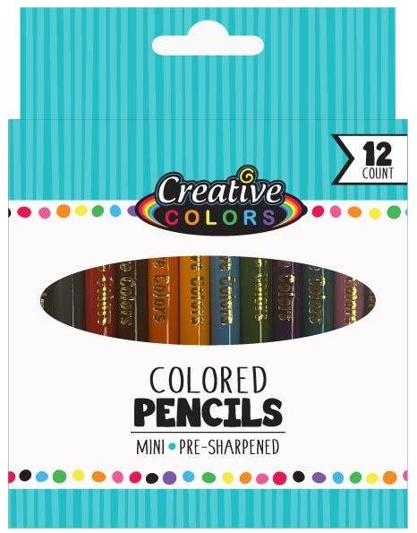 Creative Colors Mini Colored Pencils - 12Ct - Pre-Sharpened