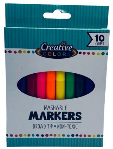 Creative Colors Markers - Washable - 10Ct - Broad Tip