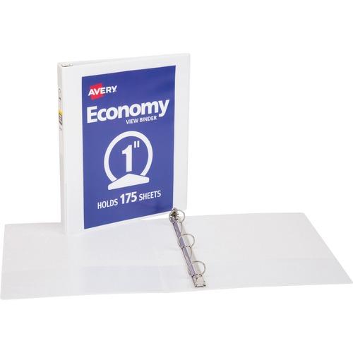 Economy View Binder with Round Rings , 3 Rings, 1" Capacity, 11 x 8.5, White, (5711)