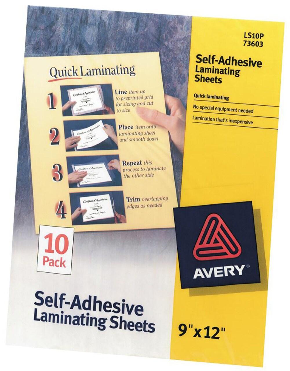 Avery Self-Adhesive Laminating Sheets 10/Pkg-9"X12"