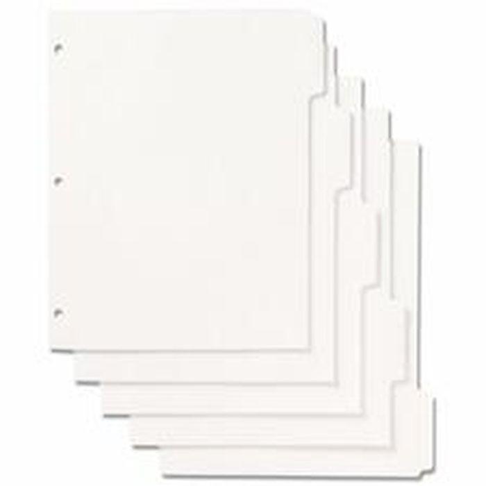 Avery Plain Tab Write-On Dividers - 5 x Divider(s) - 5 Tab(s)/Set - 8.5" Divider Width x 11" Divider Length - Letter - 3 Hole Punched - White Tab(s) - 36 / Box