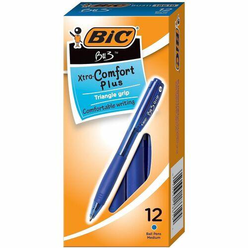 BU3 Ballpoint Pen, Retractable, Bold 1 mm, Blue Ink, Blue Barrel, Dozen