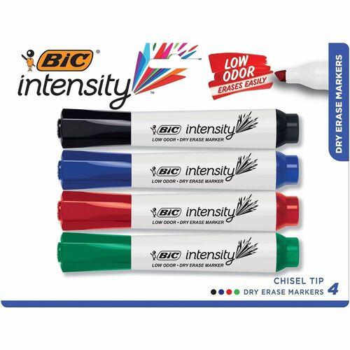 Intensity Bold Tank-Style Dry Erase Marker, Extra-Broad Bullet Tip, Assorted Colors, 4/Set