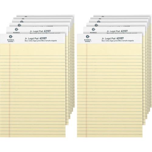 Business Source Writing Pads - 50 Sheets - 0.28" Ruled - 16 lb Basis Weight - 8" x 5" - Canary Paper - Micro Perforated, Easy Tear, Sturdy Back - 1 Do (S.P. Richards)