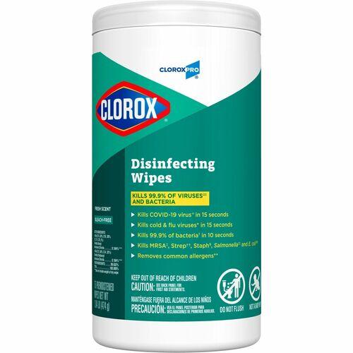 Clorox Disinfecting Wipes, 7 X 8, Fresh Scent, 75/Canister, 6/Carton