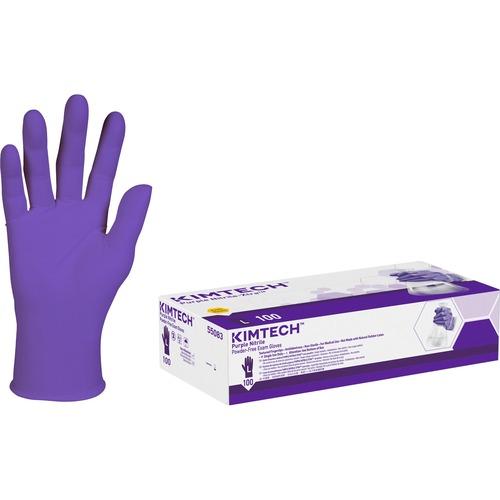 Purple Nitrile Exam Gloves, 242 Mm Length, Large, Purple, 100/Box