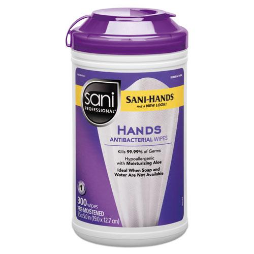 Antibacterial Wipes, 7.5 X 5, White, 300 Wipes/Canister, 6 Canister/Ct