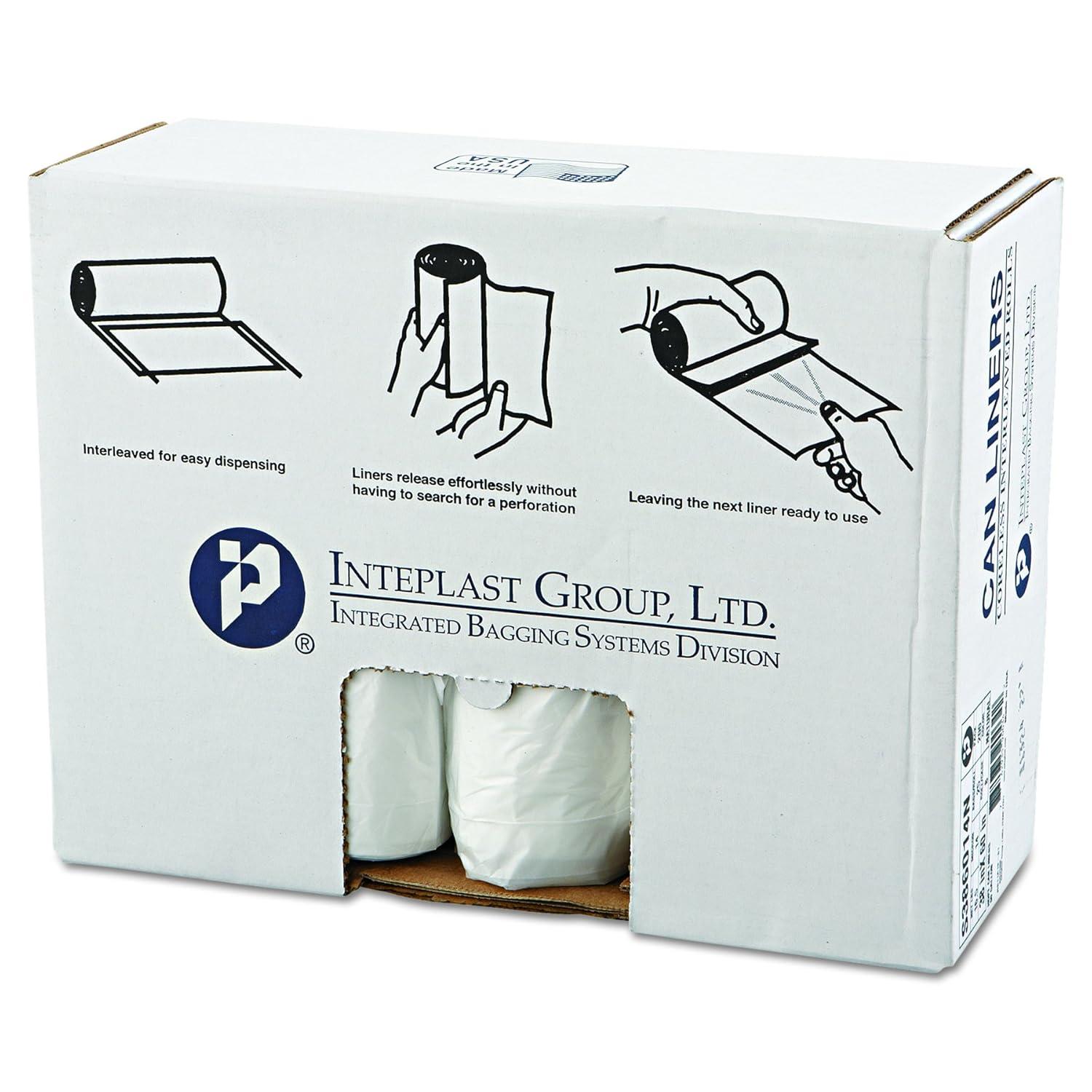 Inteplast Group S434816N 48" Length x 43" Width x 16 Mic Thickness, Natural Color, HDPE Commercial Coreless Institutional Trash Can Liner (Case of 8 Roll, 25 Bags per Roll)