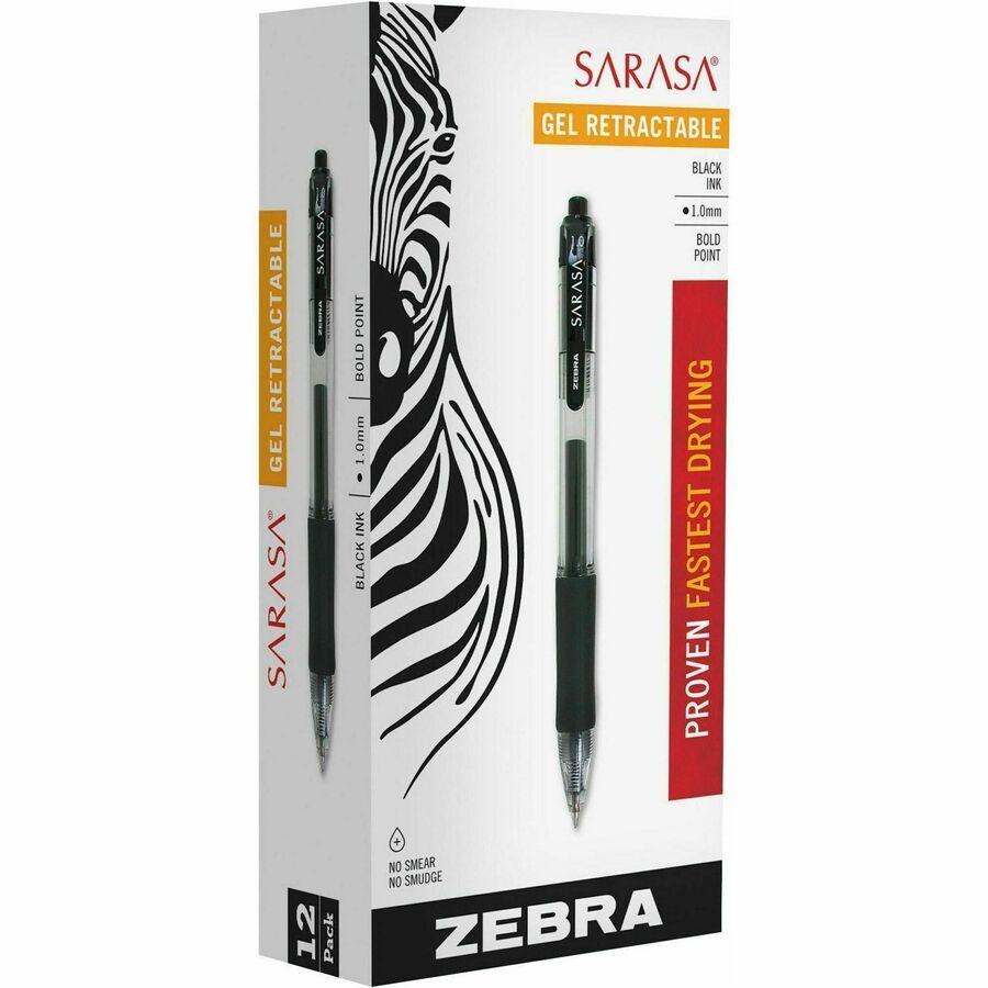 Zebra Sarasa Dry X20 Gel Retractable RDI 1.0mm Black Ink - 1 mm Bold Pen Point - Retractable - Black Ink - Gel-based - 1 Dozen