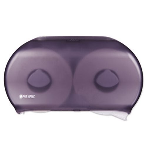 San Jamar Twin 9" Jumbo Tissue Dispenser, 19 x 5 1/4 x 12, Transparent Black Pearl