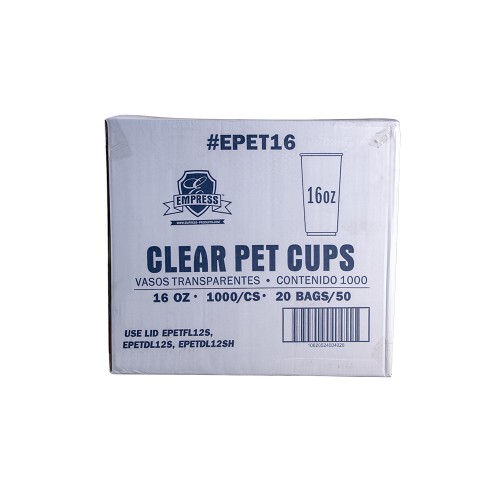 Empress PET Clear Cup 16oz 20 / 50 cs