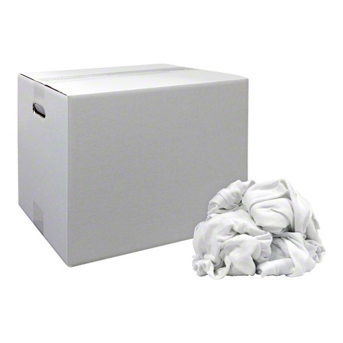 New White Bleached Knits Rags in a Box - 25 lbs.