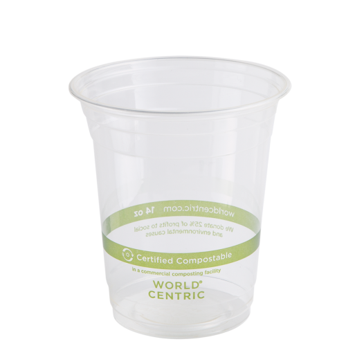 PLA Clear Cold Cups, 14 oz, Clear, 1,000/Carton